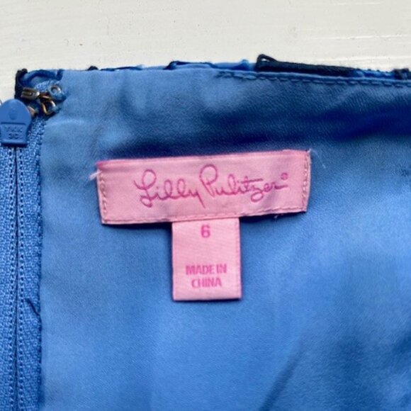 Lilly Pulitzer Kiri Dress Blue Lace Peplum Size 6 - Picture 6 of 7